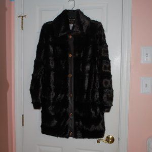 New W/O T Dennis Basso Platinum Collection Sculpted Faux Mink Coat - XS